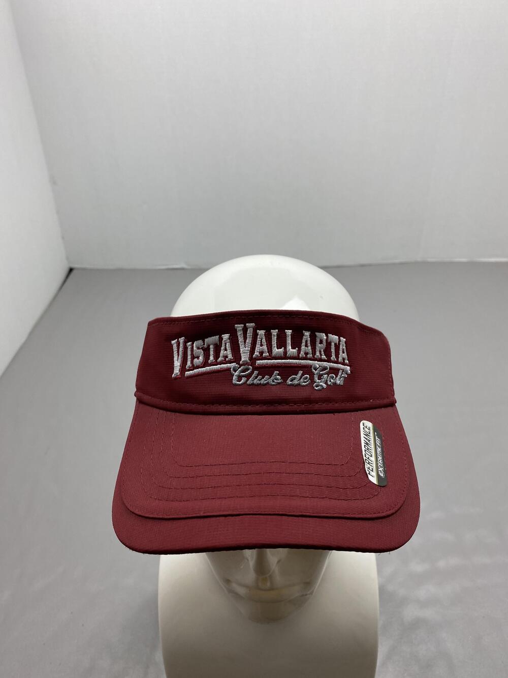 Hat Visor Strap Back One Size Red Vista Vallarta Club De Golf Ahead Mens Stretch